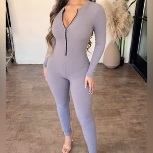 Kathleen Long Sleeve Jumpsuit(Dark Grey)